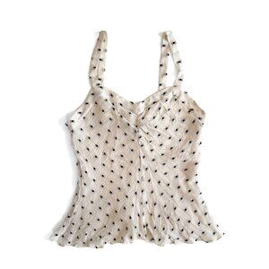 White Silk Polka Dot Tank Top / Anne Klein